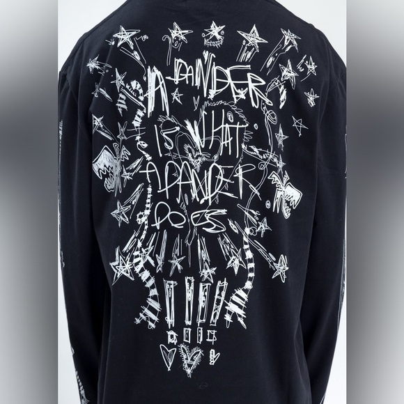 Charles Jeffrey Loverboy Designer Long Sleeve Graphic Tee in Black sz Medium - Picture 6 of 9